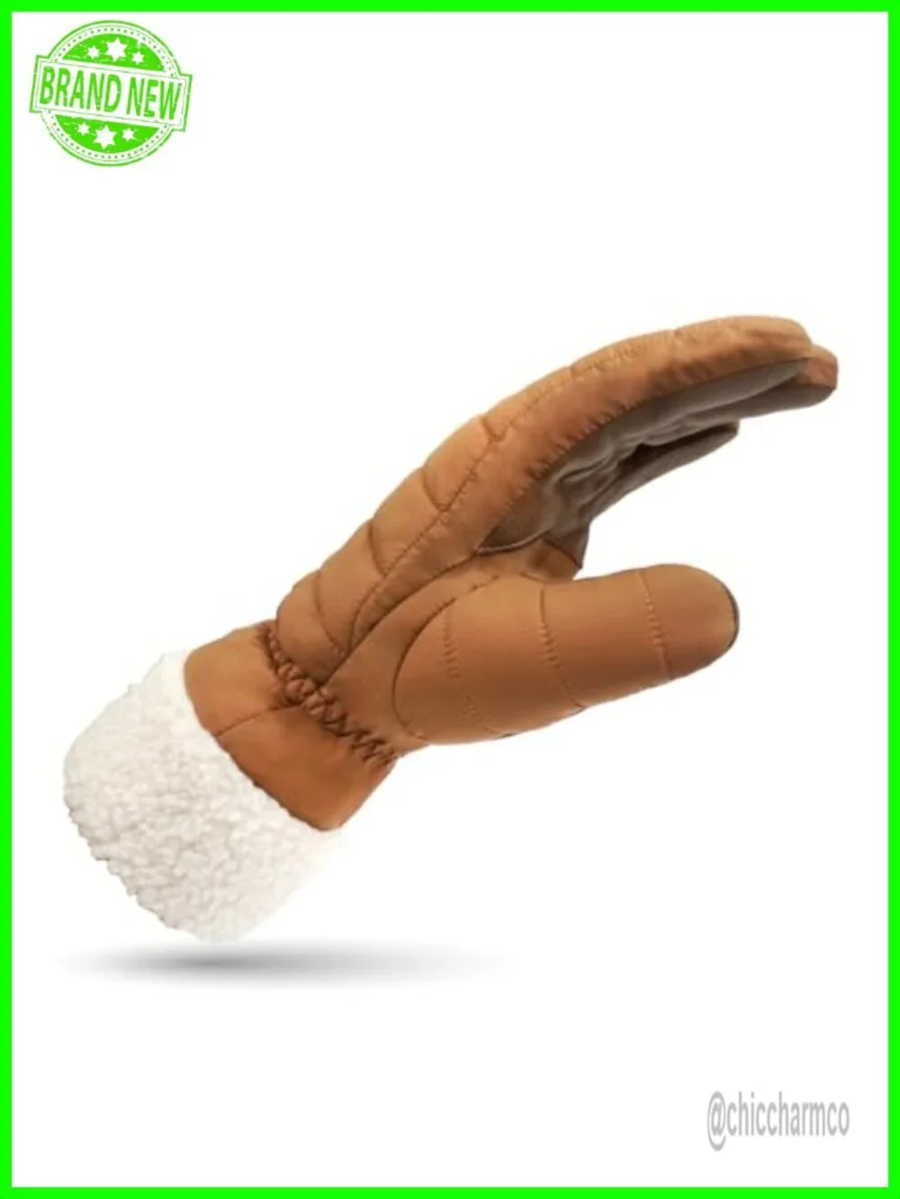 Women's Quilted Insulated Touchscreen Gloves with Faux Shearling Cuff